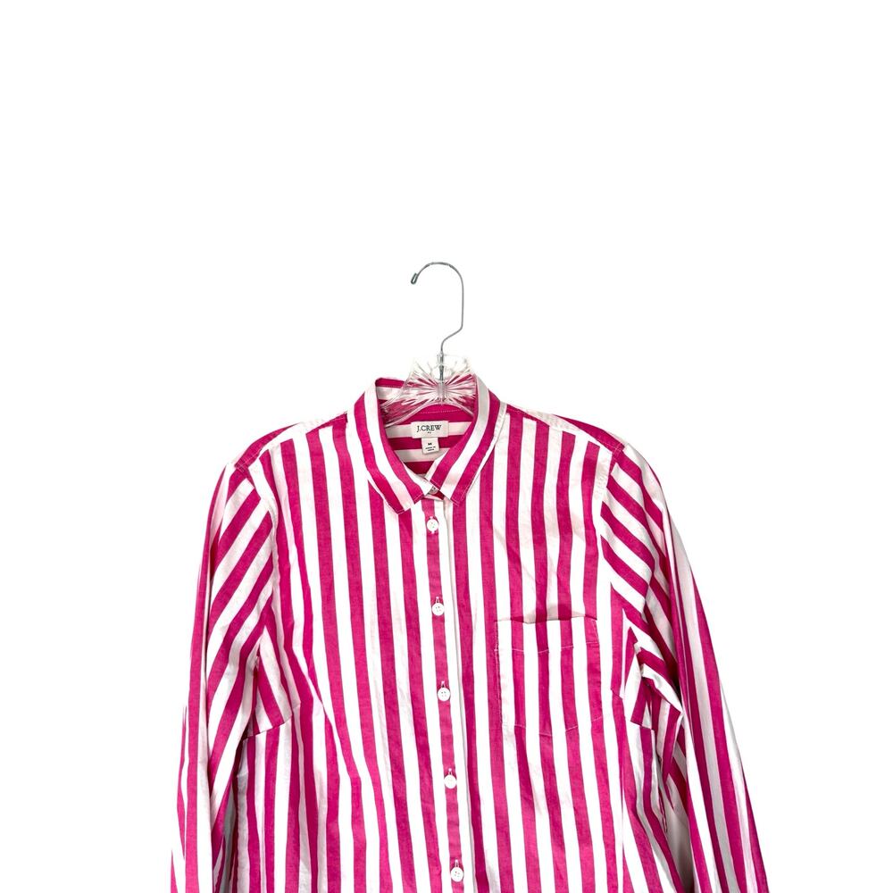 J.Crew Button Down Shirt Pink Striped Lightweight Cotton‎ Blend Blouse Medium - Picture 3 of 12